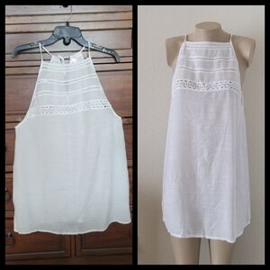 White Swimwear Coverup Sleeveless Halter Top